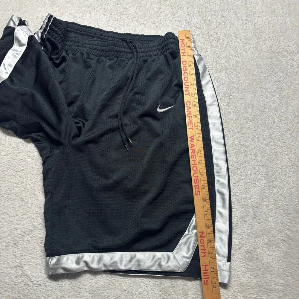 Y2K Dazzle Nike Mens XL Basketball Shorts Black Silver Mesh Athletic Gym Swoosh